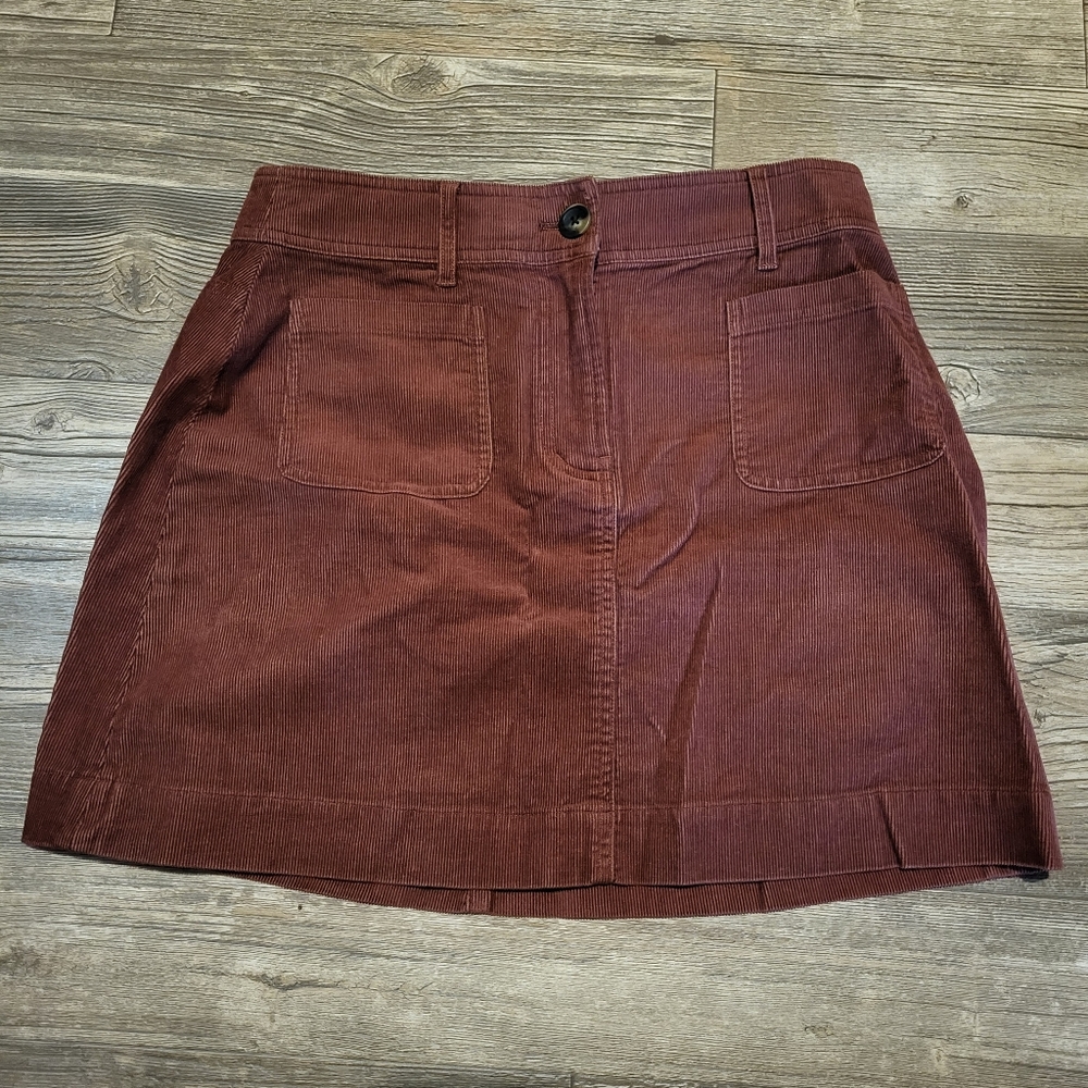 BODEN | Corduroy A-Line Skirt in Burgundy